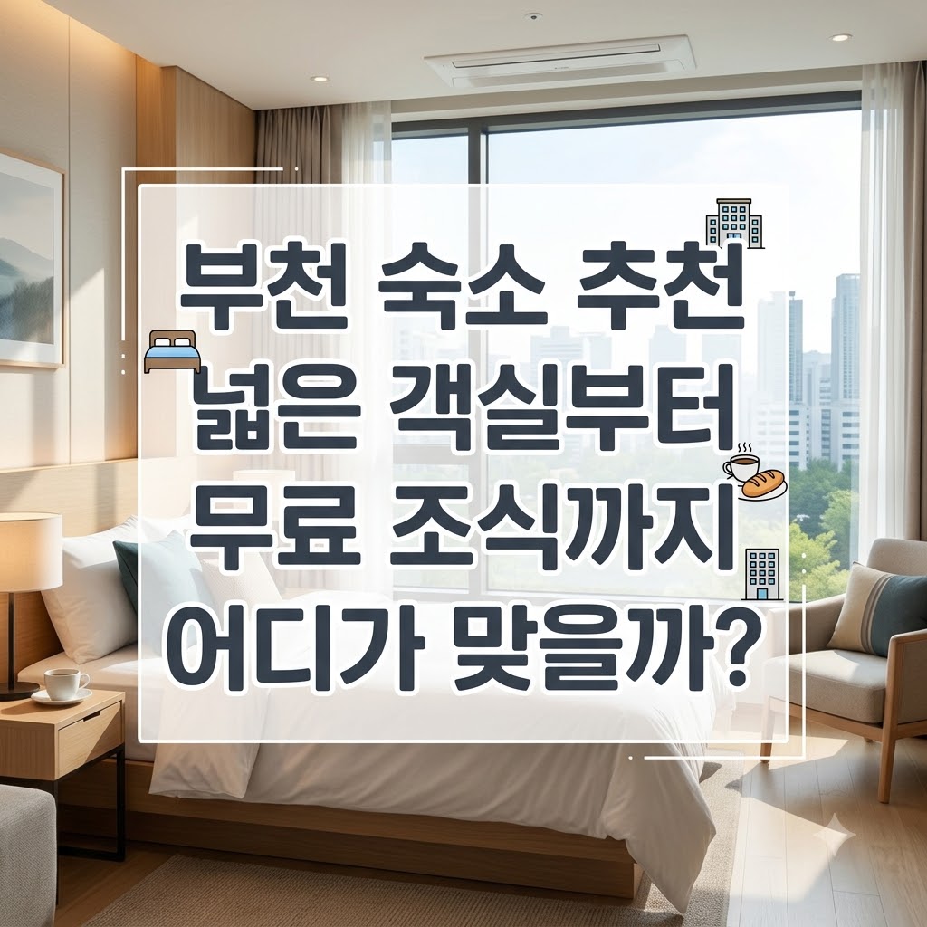 부천 숙소 추천 넓은 객실부터 무료 조식까지 어디가 맞을까?
