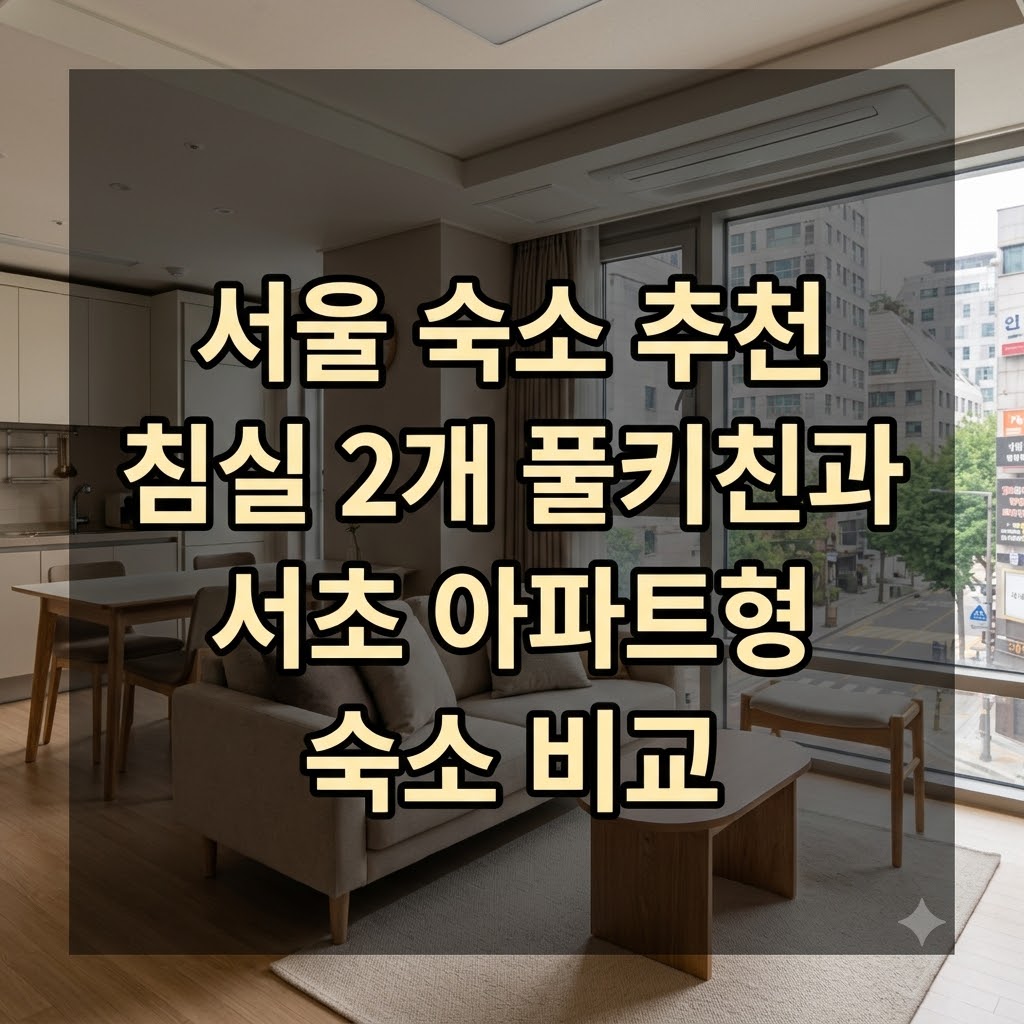 서울 숙소 추천 침실 2개 풀키친과 서초 아파트형 숙소 비교